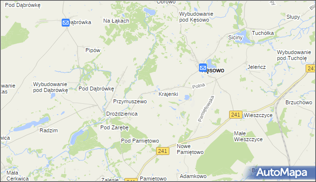 mapa Krajenki, Krajenki na mapie Targeo