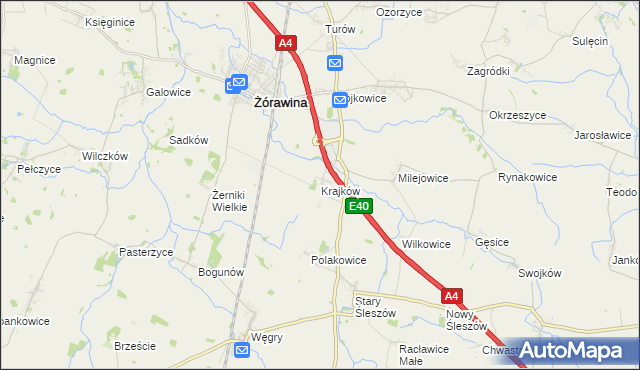 mapa Krajków gmina Żórawina, Krajków gmina Żórawina na mapie Targeo