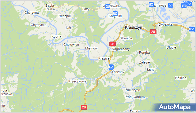mapa Krasice gmina Krasiczyn, Krasice gmina Krasiczyn na mapie Targeo