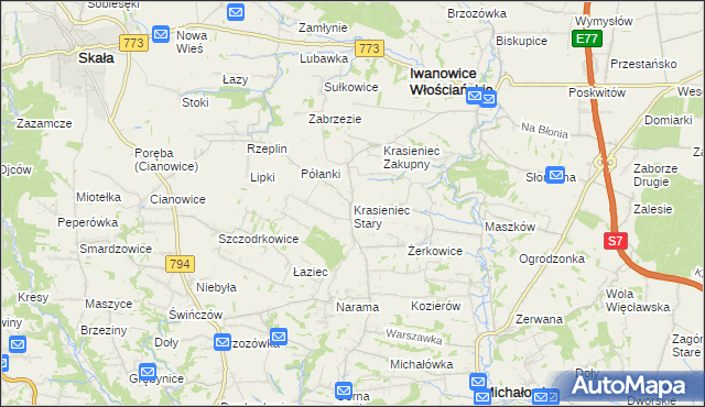 mapa Krasieniec Stary, Krasieniec Stary na mapie Targeo