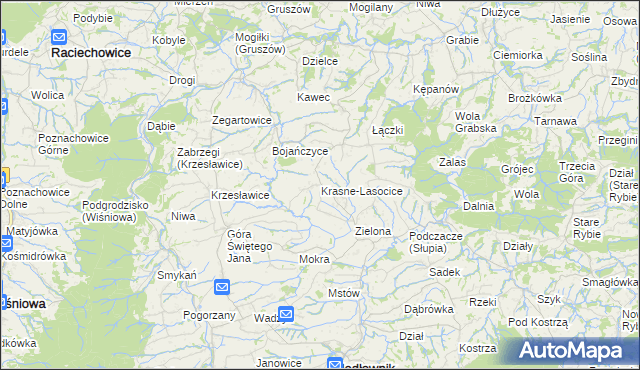 mapa Krasne-Lasocice, Krasne-Lasocice na mapie Targeo
