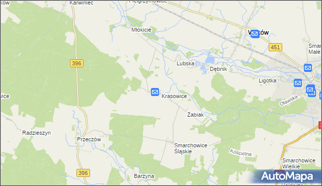 mapa Krasowice, Krasowice na mapie Targeo