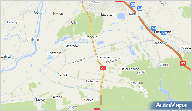 mapa Krasowiec, Krasowiec na mapie Targeo