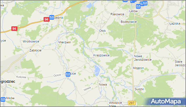 mapa Kraszowice, Kraszowice na mapie Targeo