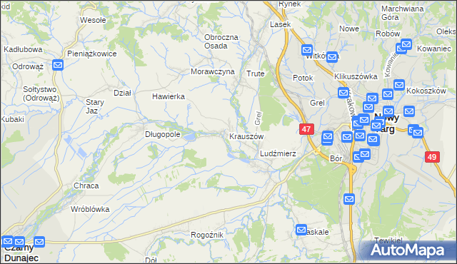 mapa Krauszów, Krauszów na mapie Targeo