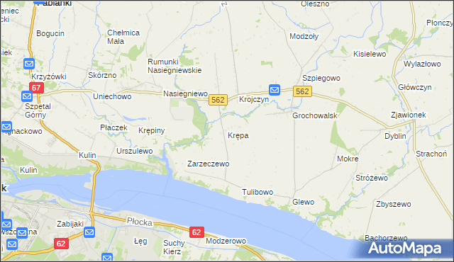 mapa Krępa gmina Dobrzyń nad Wisłą, Krępa gmina Dobrzyń nad Wisłą na mapie Targeo