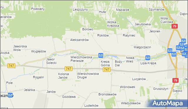 mapa Krępa Kościelna, Krępa Kościelna na mapie Targeo