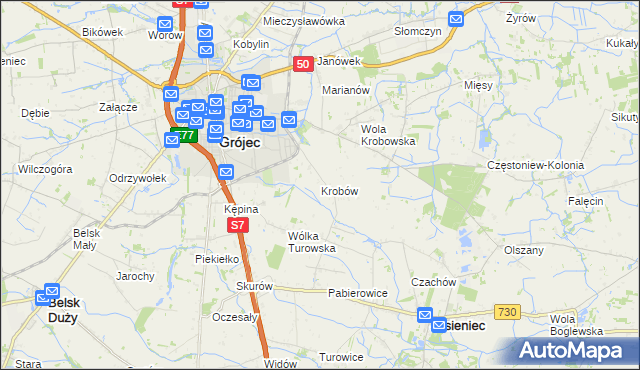 mapa Krobów, Krobów na mapie Targeo