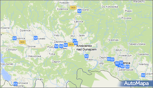 mapa Krościenko nad Dunajcem, Krościenko nad Dunajcem na mapie Targeo