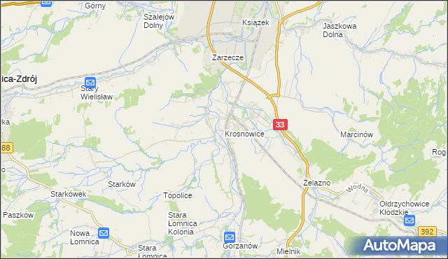mapa Krosnowice, Krosnowice na mapie Targeo
