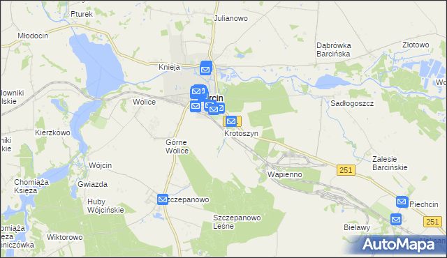 mapa Krotoszyn gmina Barcin, Krotoszyn gmina Barcin na mapie Targeo