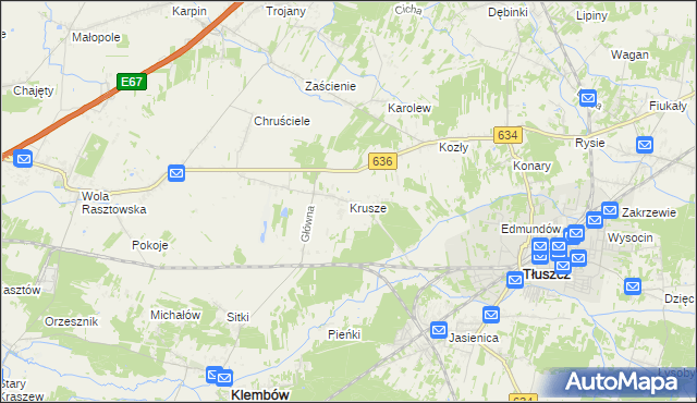 mapa Krusze gmina Klembów, Krusze gmina Klembów na mapie Targeo