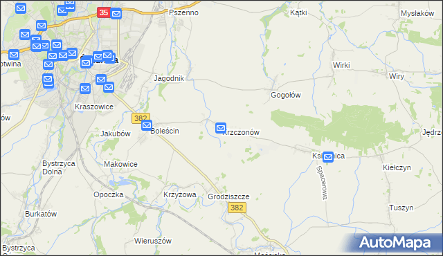 mapa Krzczonów gmina Świdnica, Krzczonów gmina Świdnica na mapie Targeo