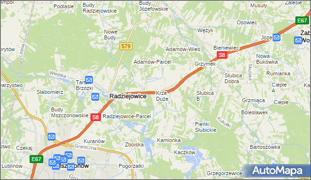 mapa Krze Duże, Krze Duże na mapie Targeo