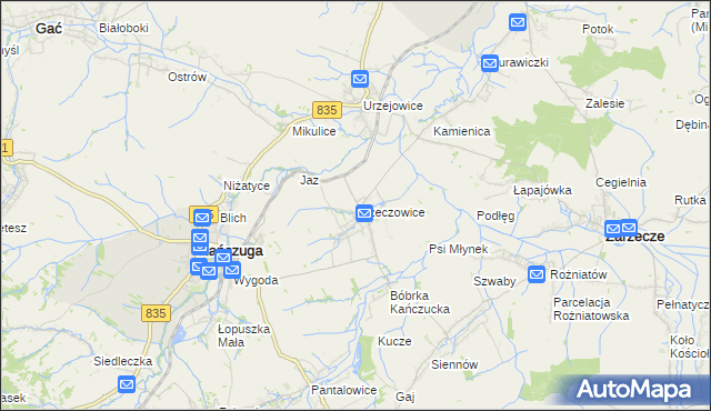 mapa Krzeczowice, Krzeczowice na mapie Targeo