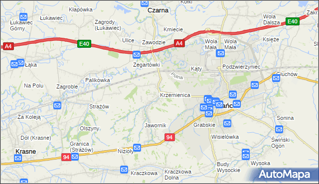 mapa Krzemienica gmina Czarna, Krzemienica gmina Czarna na mapie Targeo