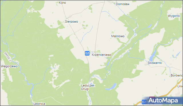 mapa Krzemieniewo gmina Czarne, Krzemieniewo gmina Czarne na mapie Targeo