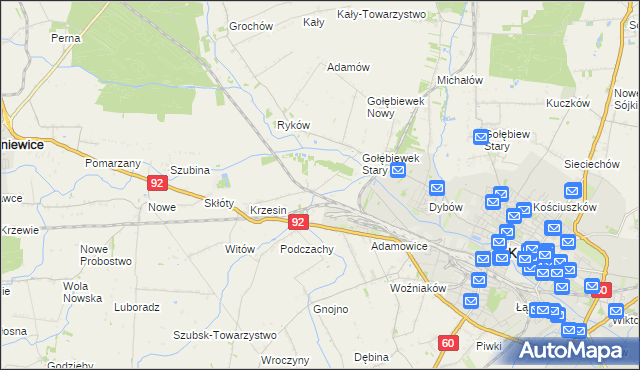 mapa Krzesinówek, Krzesinówek na mapie Targeo