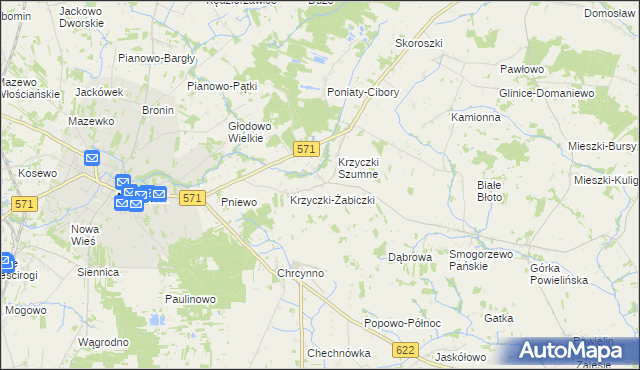 mapa Krzyczki-Pieniążki, Krzyczki-Pieniążki na mapie Targeo