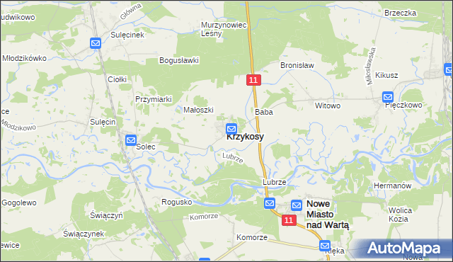 mapa Krzykosy powiat średzki, Krzykosy powiat średzki na mapie Targeo