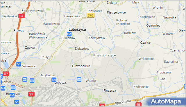 mapa Krzysztoforzyce, Krzysztoforzyce na mapie Targeo