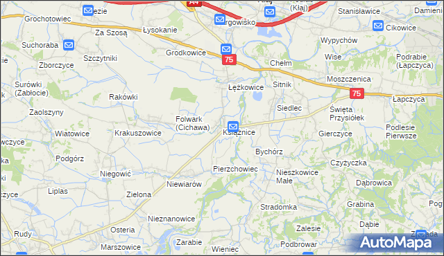 mapa Książnice gmina Gdów, Książnice gmina Gdów na mapie Targeo