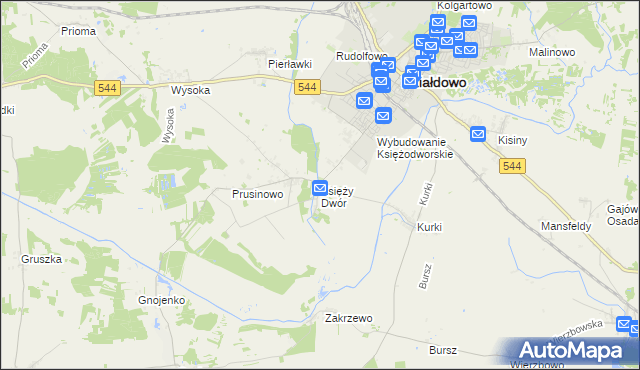 mapa Księży Dwór, Księży Dwór na mapie Targeo