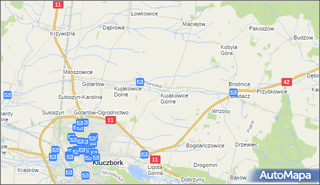 mapa Kujakowice Górne, Kujakowice Górne na mapie Targeo