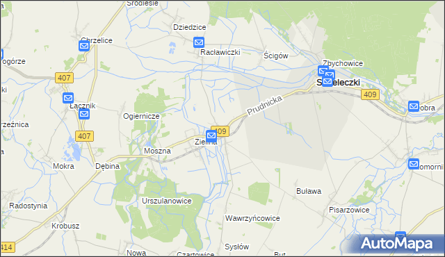 mapa Kujawy gmina Strzeleczki, Kujawy gmina Strzeleczki na mapie Targeo