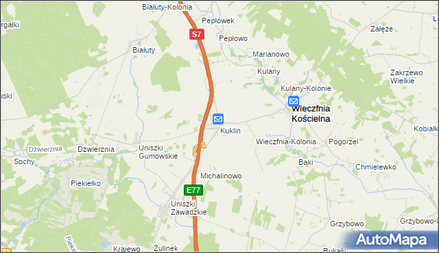 mapa Kuklin, Kuklin na mapie Targeo