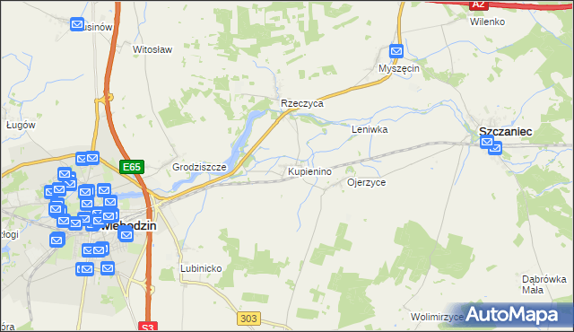 mapa Kupienino, Kupienino na mapie Targeo