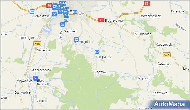 mapa Kuropatnik, Kuropatnik na mapie Targeo
