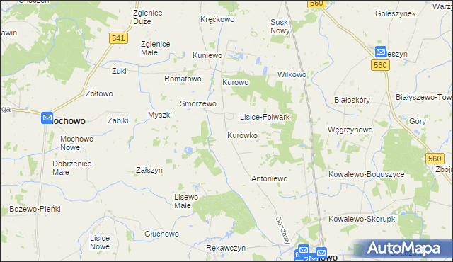 mapa Kurówko gmina Gozdowo, Kurówko gmina Gozdowo na mapie Targeo