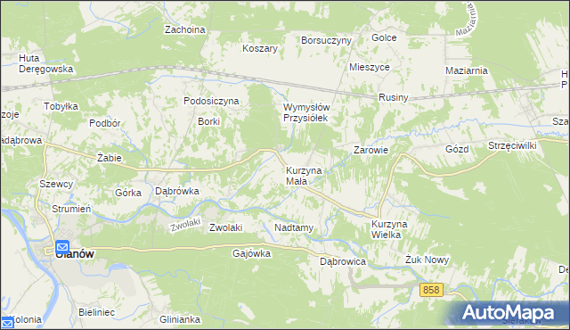 mapa Kurzyna Mała, Kurzyna Mała na mapie Targeo