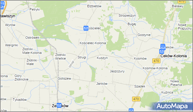 mapa Kuszyn, Kuszyn na mapie Targeo