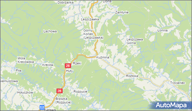 mapa Kuźmina, Kuźmina na mapie Targeo