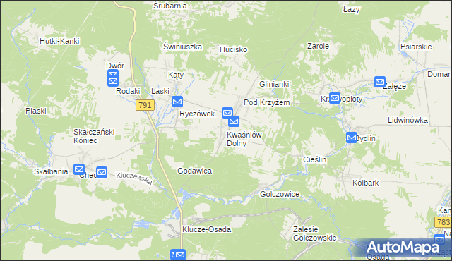 mapa Kwaśniów Dolny, Kwaśniów Dolny na mapie Targeo