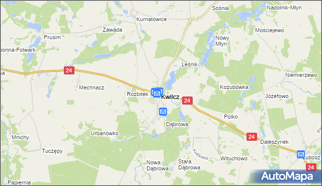 mapa Kwilcz, Kwilcz na mapie Targeo