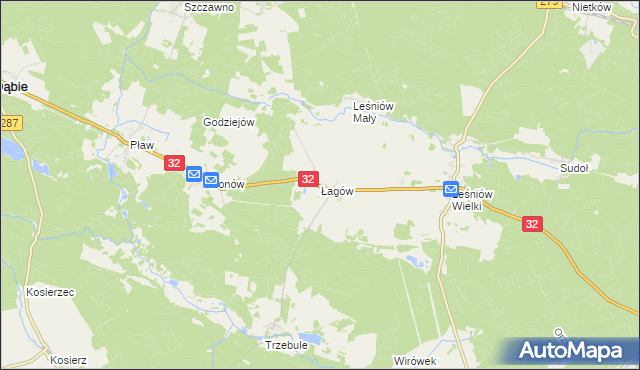 mapa Łagów gmina Dąbie, Łagów gmina Dąbie na mapie Targeo
