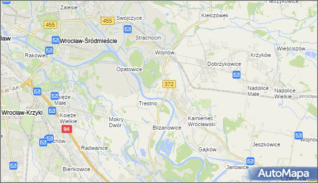 mapa Łany gmina Czernica, Łany gmina Czernica na mapie Targeo