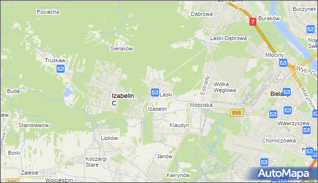 mapa Laski gmina Izabelin, Laski gmina Izabelin na mapie Targeo