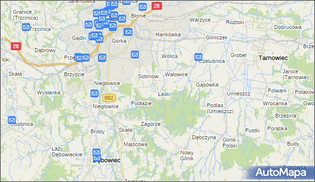 mapa Łaski gmina Jasło, Łaski gmina Jasło na mapie Targeo