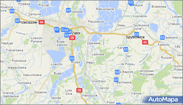mapa Laskowa gmina Zator, Laskowa gmina Zator na mapie Targeo