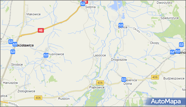 mapa Lasocice gmina Łambinowice, Lasocice gmina Łambinowice na mapie Targeo