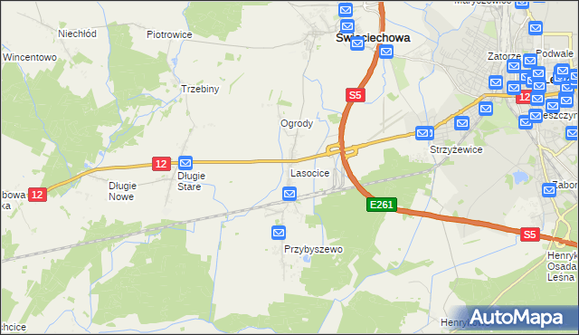 mapa Lasocice gmina Święciechowa, Lasocice gmina Święciechowa na mapie Targeo