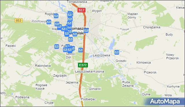 mapa Łaszczówka, Łaszczówka na mapie Targeo