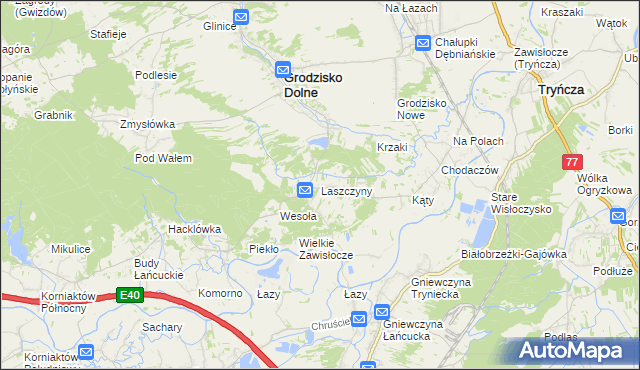 mapa Laszczyny, Laszczyny na mapie Targeo