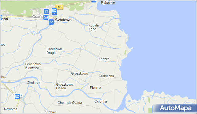 mapa Łaszka, Łaszka na mapie Targeo