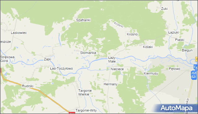 mapa Łazy Duże gmina Tykocin, Łazy Duże gmina Tykocin na mapie Targeo