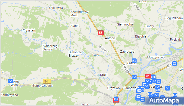 mapa Łazy gmina Olszewo-Borki, Łazy gmina Olszewo-Borki na mapie Targeo